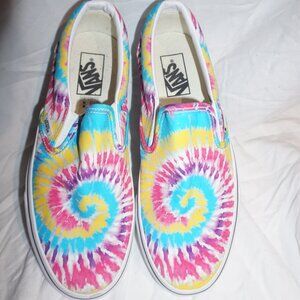 VANS SLIP ON TIE DYE RAINBOW COLOR WOMENS SHOES SIZE 9